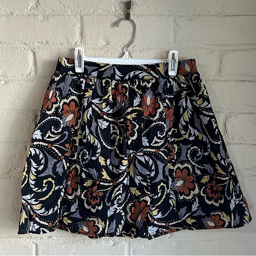 Lily White sz medium black orange yellow paisley floral fall print pattern skirt